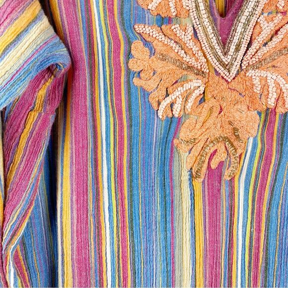 Soft Surroundings Multi Color Tunic Top Embroidered Beaded Cotton Womens Size L - Picture 11 of 11